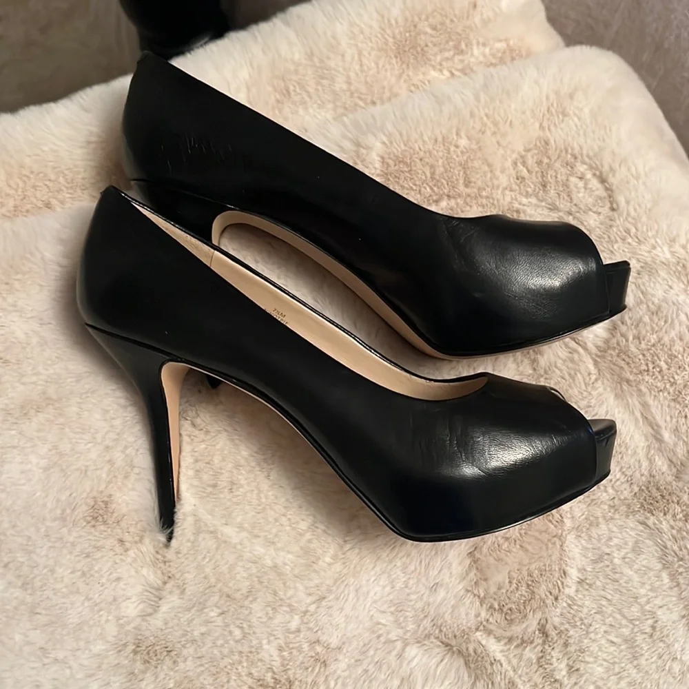 Black nine west peep toe heels - Picture 1 of 4
